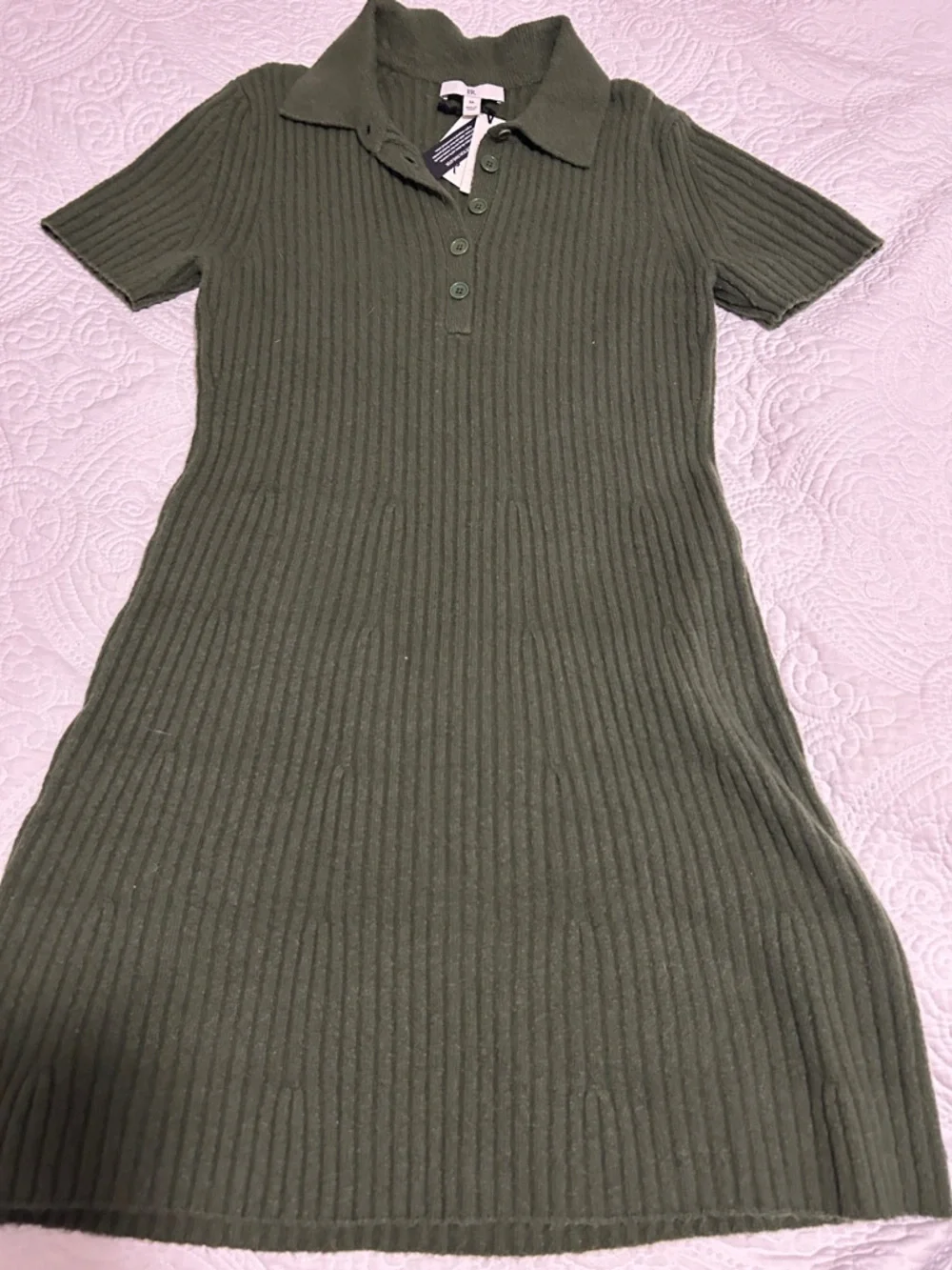 Banana Republic Olive Green Ribbed Polo Midi Dress - Picture 2 of 7